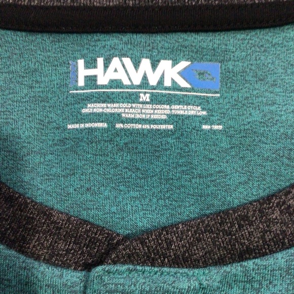 Tony Hawk Teal and Gray 3/4 Length Sleeve Henley - Size Medium - Picture 5 of 5
